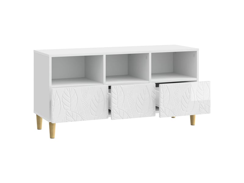  Meuble tv - banc tv - meuble de rangement 102 x 34,5 x 50 cm blanc brillant bois d'ingénierie  - Conforama D