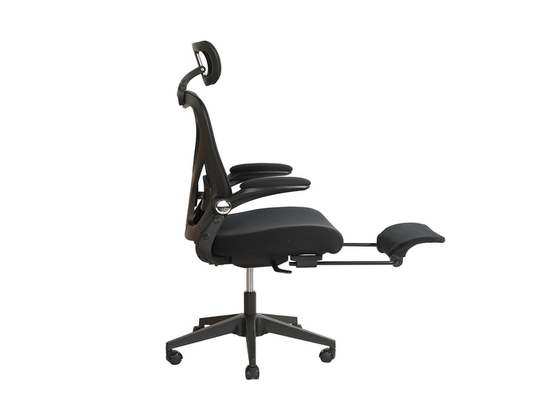  Chaise de bureau ergonomique pliante avec appui-tête 3d - lpospi - dossier inclinable, maille et mousse - noir  - Conforama C