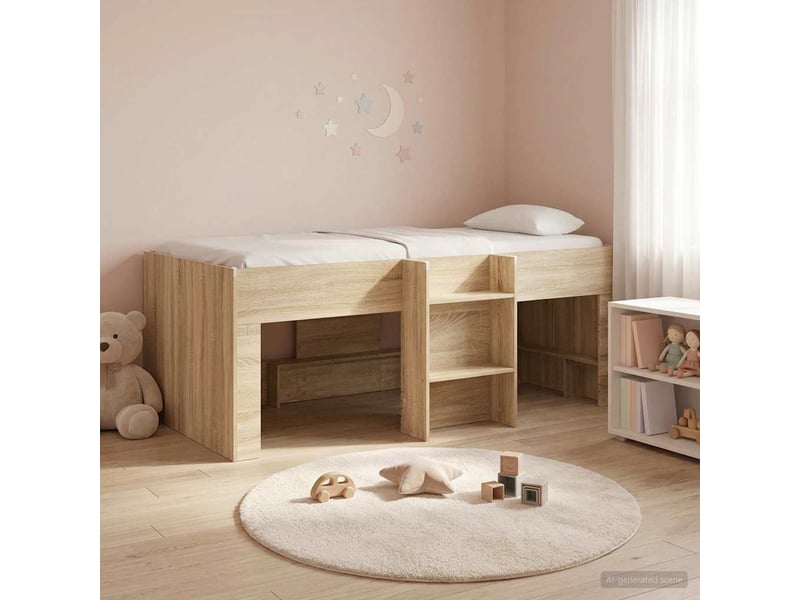  Cadre de lit élevé pour enfants - lit jeune chêne sonoma 80 x 200 cm  - Conforama C