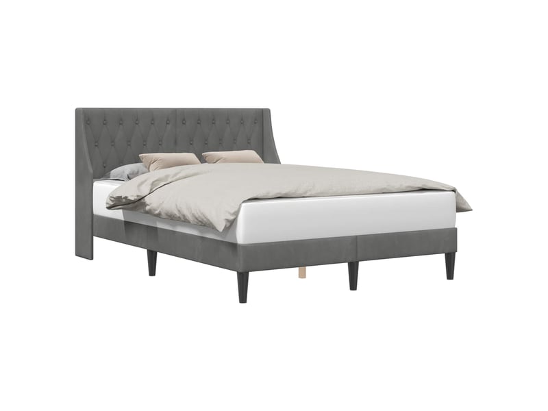  Lit double- lit adulte -  cadre de lit avec tête de lit gris foncé 140 x 190 cm velours  - Conforama A