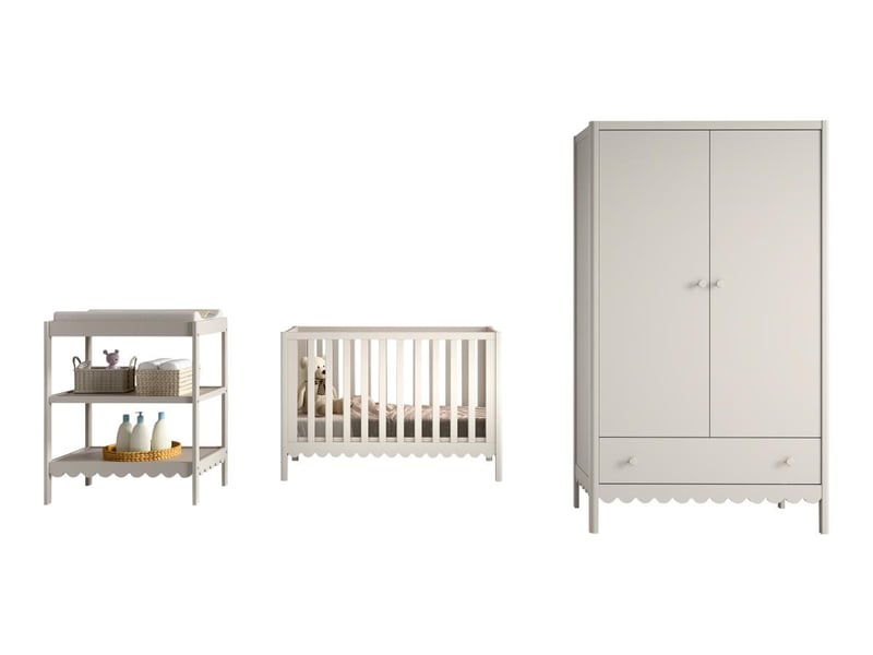  Ensemble chambre swingo lit bébé 60x120 + table à langer + armoire 2 portes clay SWCO0504 - Conforama A