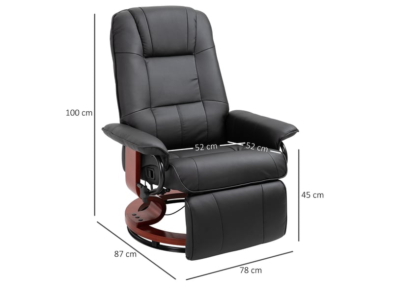  Fauteuil de relaxation, fauteuil pivotant, fauteuil inclinable, simili cuir, 78x87x100cm, noir  - Conforama E