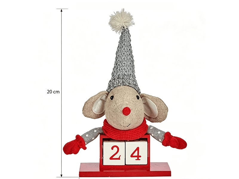  Calendrier de l’avent krist+ souris blanc rouge gris crème 20 x 11 x 20 cm (8 unités) S3627094 - Conforama B