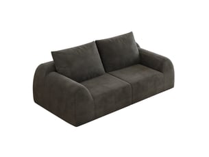 Canapé droit compact 190 x 95 cm – gris foncé – mousse haute élasticité, tissu chenille, livré compressé