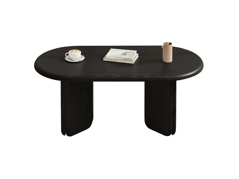  Table basse ovale 99x50x40 cm en mdf – noire – design moderne avec pieds décoratifs  - Conforama A