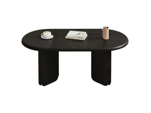 Table basse ovale 99x50x40 cm en mdf – noire – design moderne avec pieds décoratifs