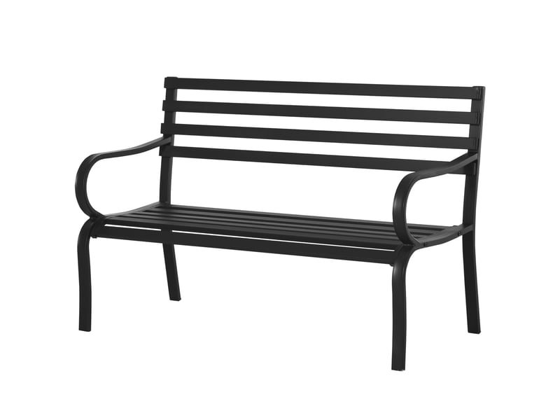  Banc de jardin design contemporain 2 places dim. 127l x 58l x 82h cm métal époxy noir  - Conforama B