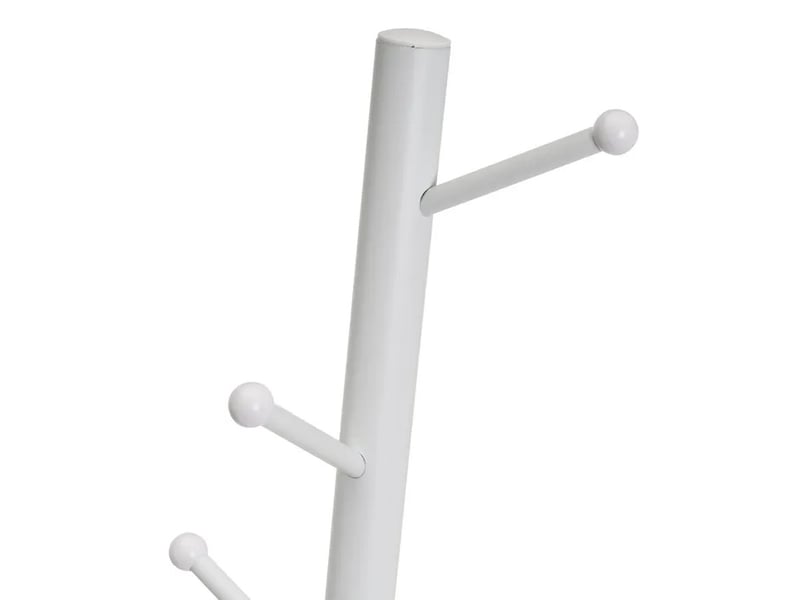  Portemanteau sur pieds en métal blanc mat avec 8 armes pour entrée &amp; chambre – longueur 37 x profondeur 37 x hauteur 175 cm  - Conforama E
