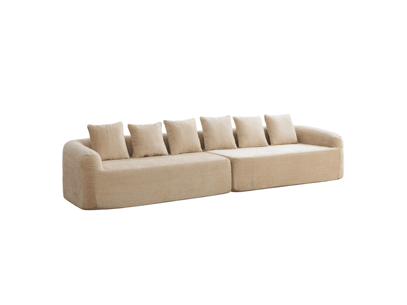  Canapé modulable 6 places en chenille light khaki  - Conforama A