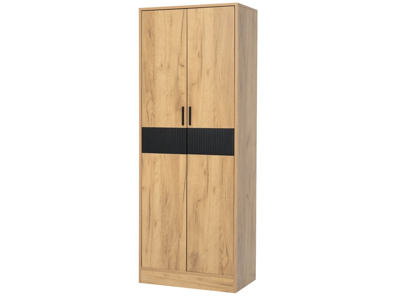  Bibliothèque 60x35x160 cm avec portes, étagères réglables, meuble de rangement pour livres et documents, armoire salon bureau - pb-chêne  - Conforama A