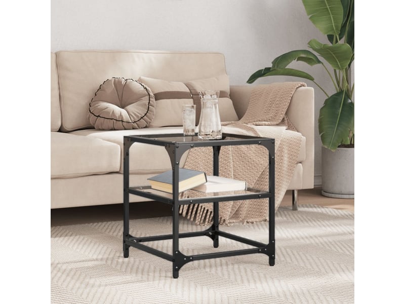  Table basse | table d'appoint salon avec dessus en verre transparent 40x40x45 cm acier  - Conforama B