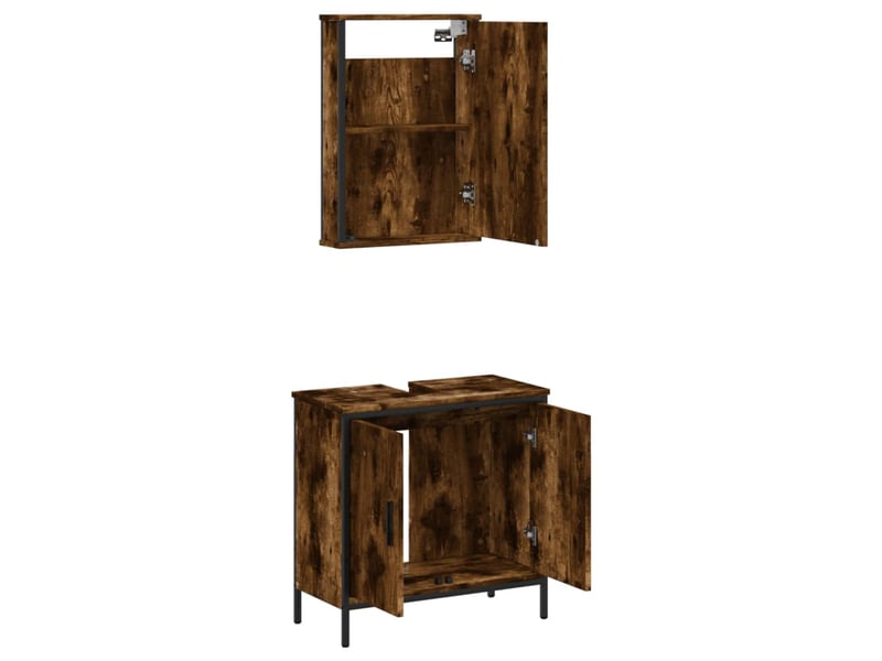  Ensemble de meubles de salle de bain 2 pcs chêne fumé cf63579  - Conforama D