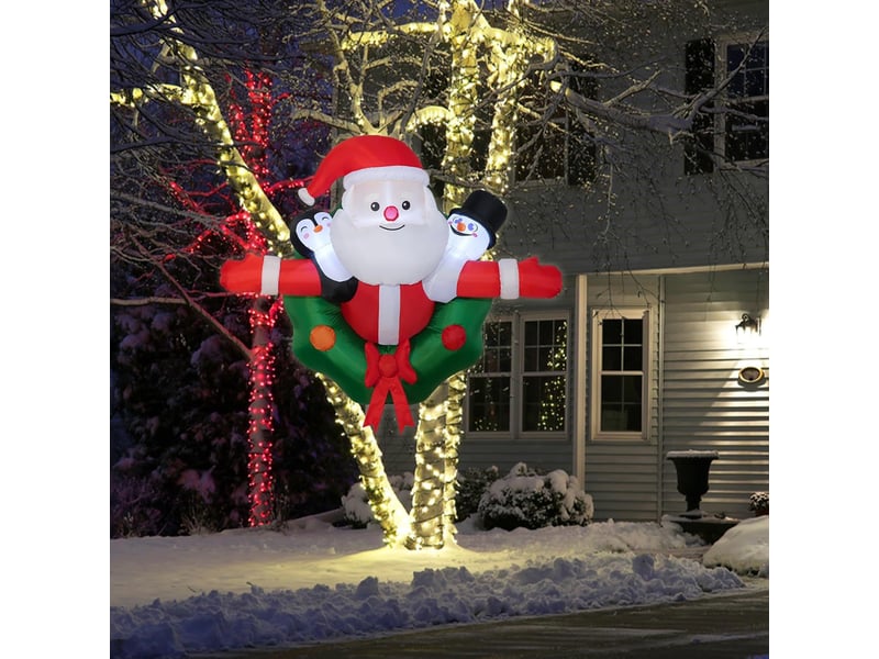  Père noël gonflable suspendu 1,5 m avec led, décoration de noël pour intérieur, jardin et extérieur  - Conforama E