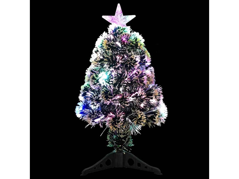 Arbre de noël, sapin de noël pré-éclairé vert et blanc 64 cm fibre optique - Conforama C