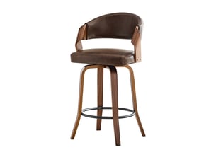 Ensemble de 2 tabourets de bar avec dossier – piètement bois, assise pu, hauteur 95 cm, sans table
