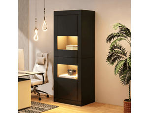 Vitrine coloris noir 3 étagère(s) <strong>WISHDOR</strong> <strong></strong> - 61 cmx162 cm