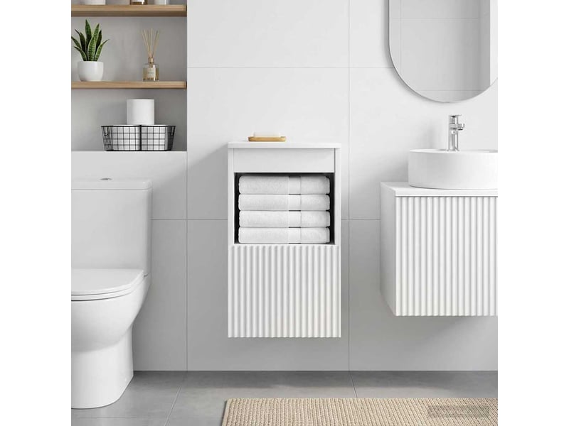  Armoire de salle de bain, meuble de rangement blanc brillant 30x35x50 cm  - Conforama D
