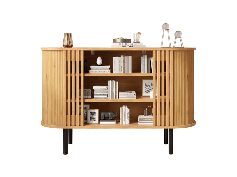 Buffet et enfilade avec 3 niches ouvertes et 4 pieds réglables pour salon et salle à manger, en mdf, 120 × 40 × 80 cm  - Conforama A