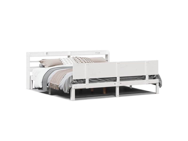  Lit double- lit adulte -  cadre de lit avec tête de lit sans matelas blanc 200x200 cm  - Conforama A