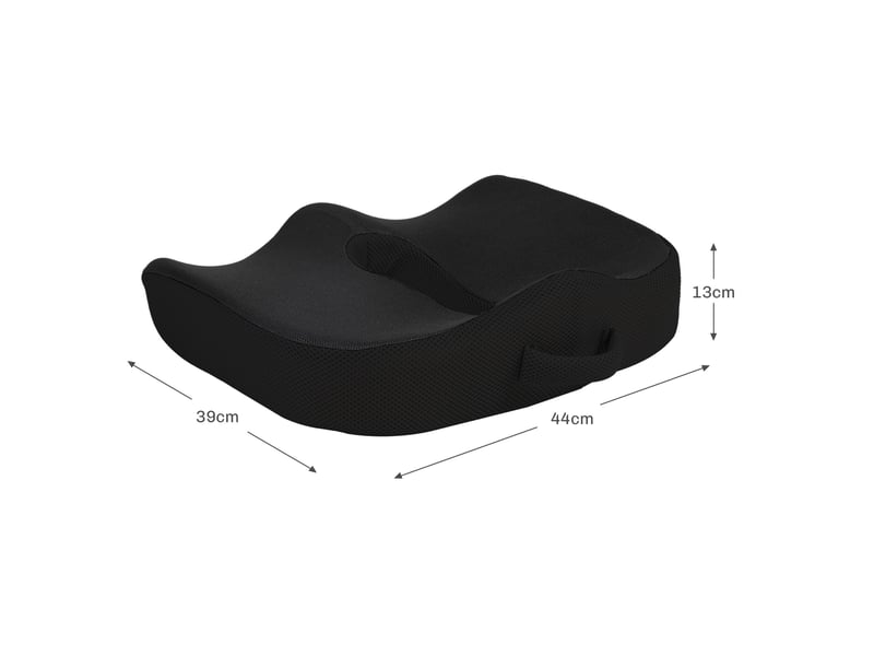  Coussin d’assise ergonomique 44x39x13 cm – noir – mousse à mémoire, housse lavable et antidérapante  - Conforama C
