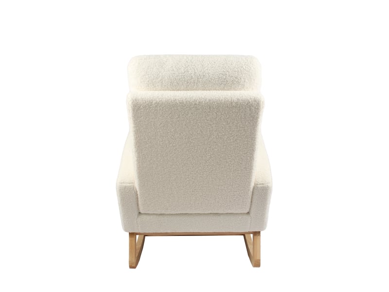  Fauteuil à bascule - fauteuil berçant d'allaitement moderne à dossier haut en polaire douce, 75 x 63 x 104 cm, blanc  - Conforama B