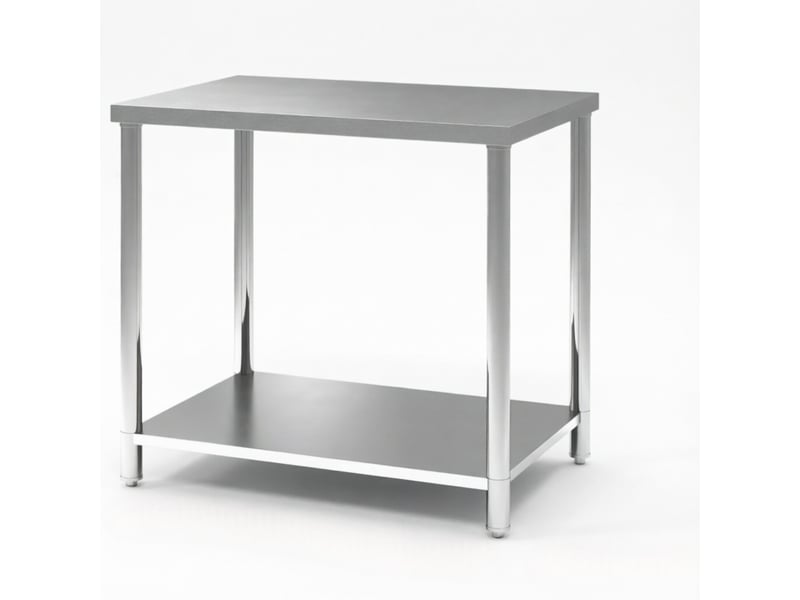  Table de travail en acier inoxydable muvano table inox à 2 niveaux argenté dimensions 90 x 60 x 86 cm  - Conforama A