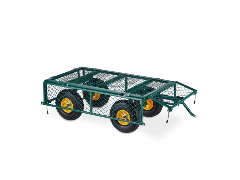  Chariot de transport extérieurs pliable capable de charge élevée 100 x 50 x 80 cm en acier vert 13_0012734  - Conforama C