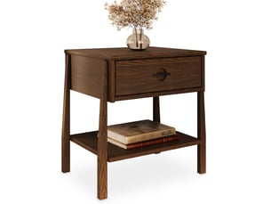 Table de chevet adamo h 49 cm avec tiroir en bois massif - coloris noyer