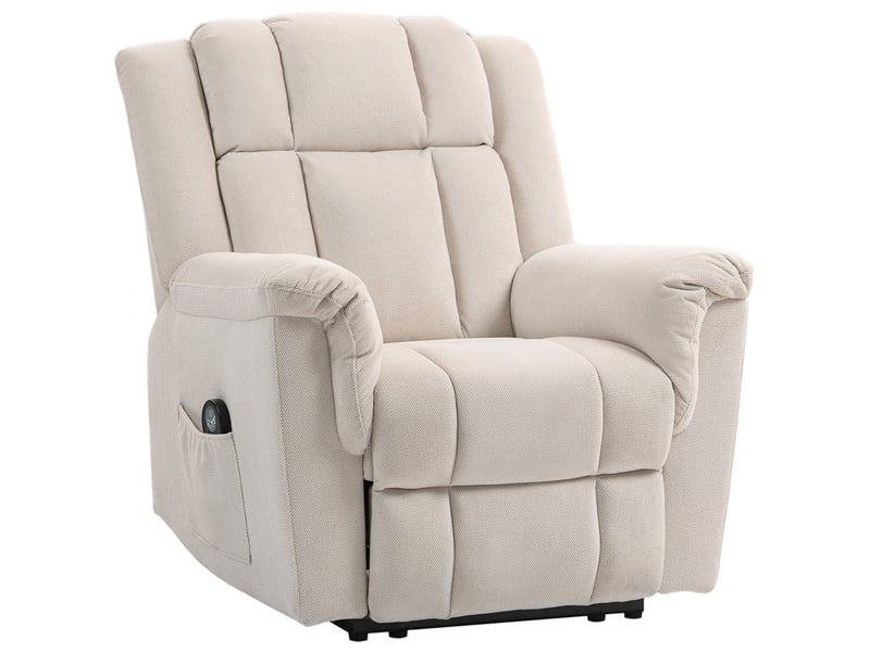  Fauteuil relax massant et chauffant en tissu chenille beige 85x91x104 cm  - Conforama A