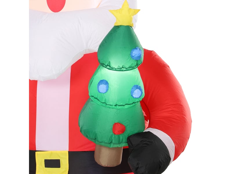  Père noël gonflable led 2,4h m avec mini sapin polyester imperméable rouge  - Conforama E