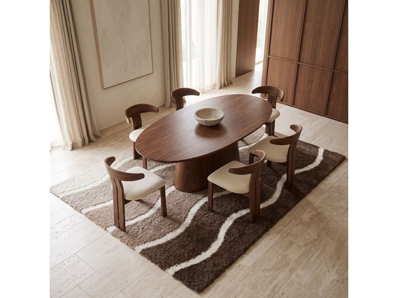  Tapis shaggy doux à motif ondulé marron beige 160x230  - Conforama R