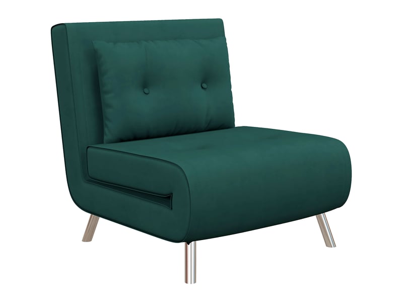  Fauteuil convertible ulevr 3 en 1 en lit simple, dossier 3 positions jusqu'à 180°, velours vert foncé, 77 x 88 x 83 cm  - Conforama A