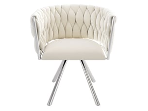 Lot de 6 chaises pivotantes en velours beige, piètement métal argenté, design moderne et élégant