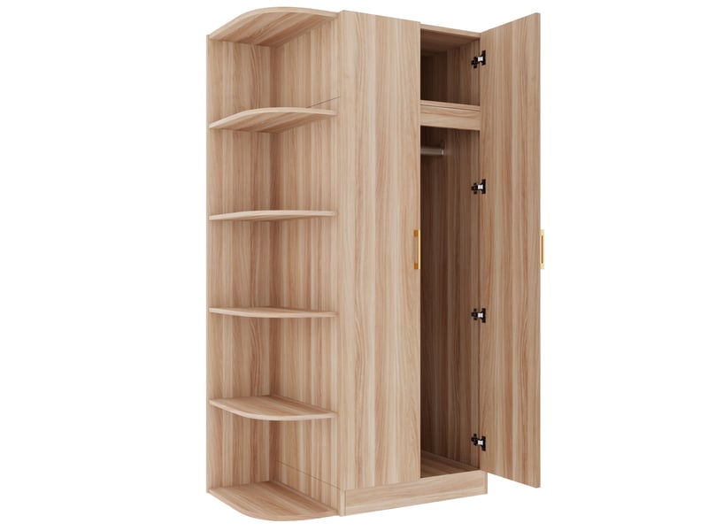  Armoire 2 portes 90x55x170 cm coloris bois naturel avec étagères et rangement  - Conforama A