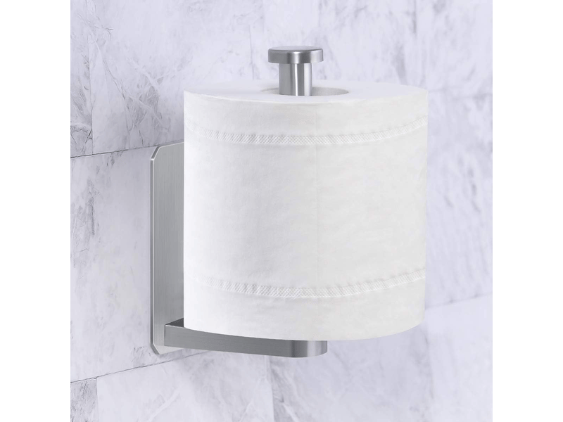  Porte-papier toilette autocollant pour cuisine ou salle de bain, sans perçage, se fixe au mur, en acier inoxydable brossé,argenté  - Conforama C