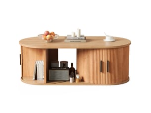 Table basse ovale coloris naturel   - 50 cmx100 cm