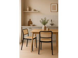 Lot de 2 chaises de cuisine empilables yao imitation rotin noir et beige