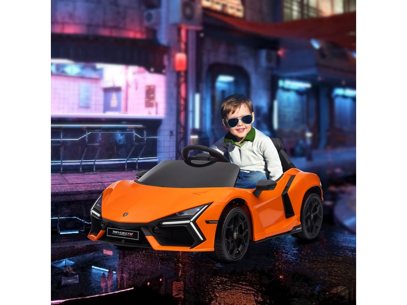  Voiture électrique pour enfants de 3 à 5 ans, conduite souple, télécommandée, avec klaxon, en plastique et métal, orange  - Conforama C