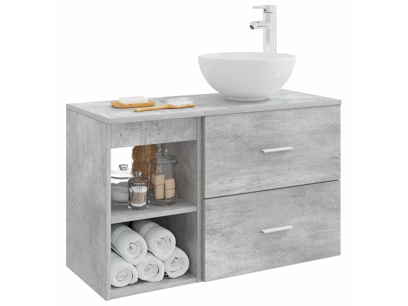 Ensemble de mobilier de salle de bain 2 pc gris béton cf64141 - Conforama C