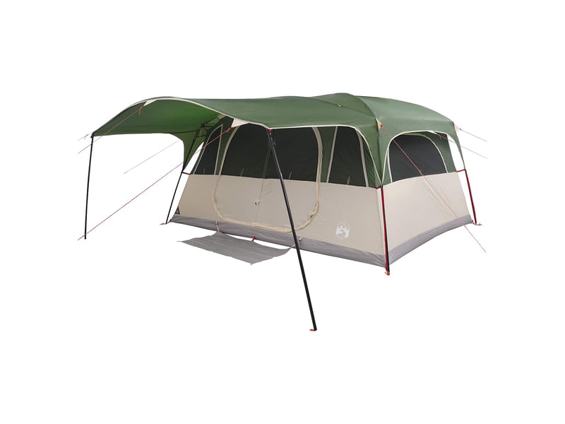 Tente tunnel, tente de camping 12 personne vert polyester et acier - Conforama C