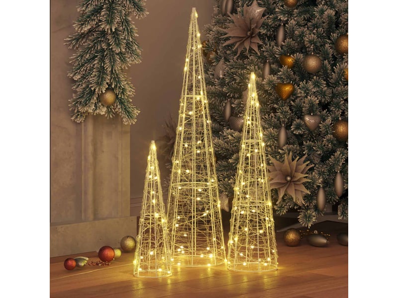  Sapin de noël - arbre de noël 3 pcs 90 led blanc chaud 20 x 20 x 80 cm acrylique  - Conforama C