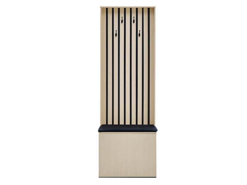  Meuble d’entrée avec banc rangement chaussures et 4 patères - lpospi - mdf bois naturel 61 × 35 × 179,5 cm  - Conforama E