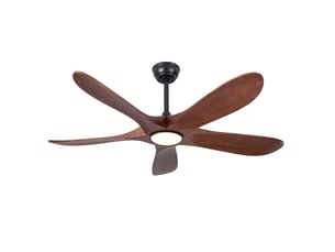 Ventilateur de plafond 52 pouces avec lumière led, 5 pales en bois, télécommande, 6 vitesses, noir bois foncé