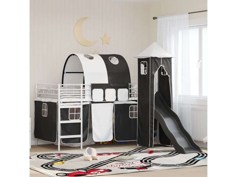  Cadre de lit superposé pour enfants - lit jeune blanc et noir 100 x 200 cm  - Conforama B