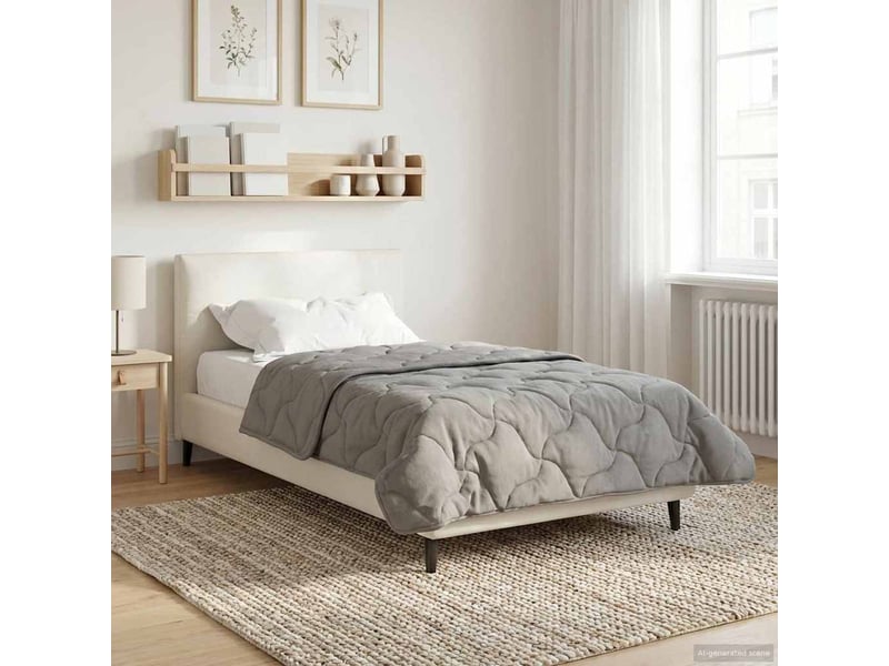  Couette - duvet d'été 155 x 200 cm été gris clair respirant  - Conforama D