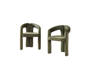 Lot de 4 chaises de salle à manger avec accoudoirs, pour la salle à manger, design moderne, en mousse et tissu, vert