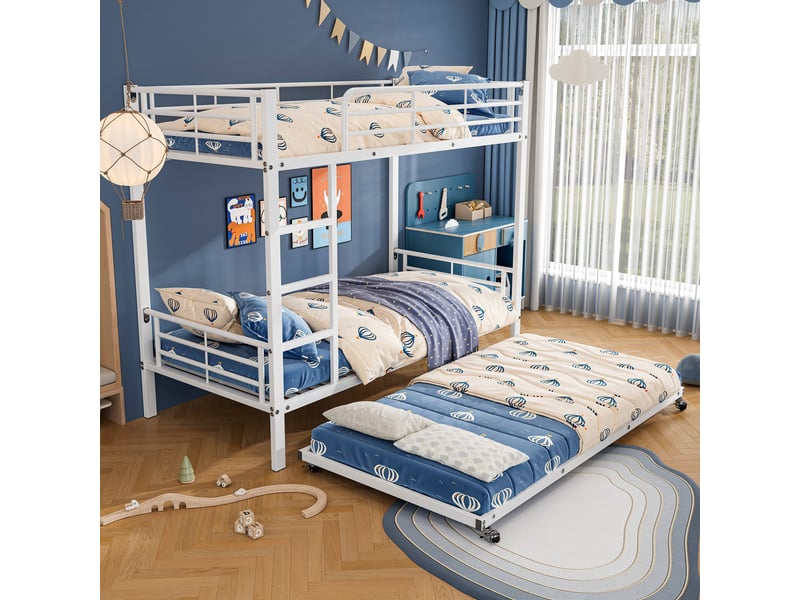  Lit superposé 90x200(90x190)cm coloris blanc lit enfant blanc - Conforama E