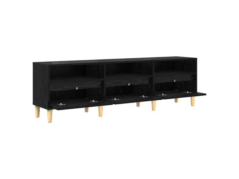  Meuble tv - banc tv - meuble de rangement 150 x 30 x 45 cm chêne noir bois d'ingénierie  - Conforama E