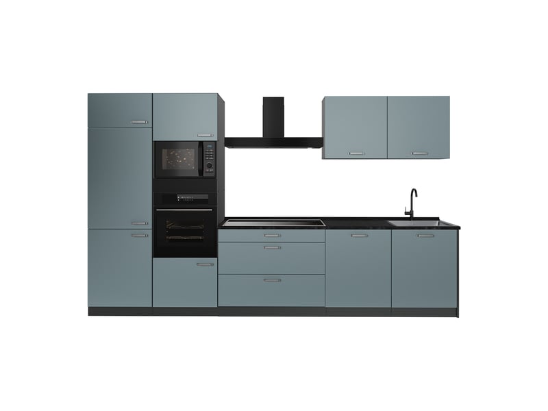  Vicco cuisine, bleu-grisanthracite, 340cm plan de travail anthracite  - Conforama A