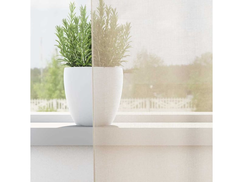  Lot de 2 rideaux en voile, voilages avec passants crème cf44444  - Conforama C